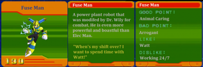 Fuse Man CD by Eddy64
I think I remember reading somewhere that Fuse Man canonically has a bunny.  Which gives him points in my book.
