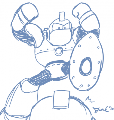 Memory of Power Massler by Jon Causith
I was so sad when the Mega Man Knowledge Base updated some of the old enemy names and this one was shown to just be Power Muscler.  Massler's so much more amusing.
