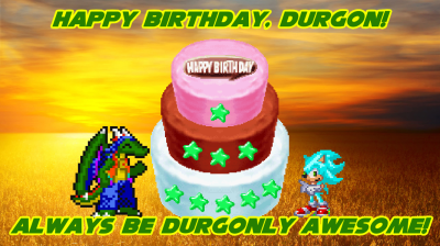 Birthday Gift by JokerTheHedgehog
This cake looks delicious.  Looks to be basically neapolitan flavor which... yes please give to durgon.
