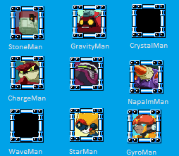 Mega Man 5 Navis by TPPR10
Here we have the MM5 group.  This time, Wave Man and Crystal Man had to sit out.  But we do get DarkMan.EXE in on this one.
