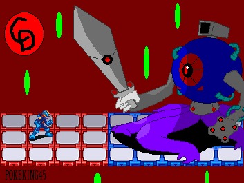 Megaman vs the Doom Eye by pokeking45
This looks like quite a fearsome opponent indeed!  I wonder which organization would be behind this one...
