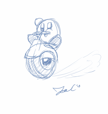 Kirby on Wheelie Scooter by Jon Causith
Riding Wheelie somehow just strikes me as such an iconic thing now even though I think it was maybe ONLY in Super Star?

