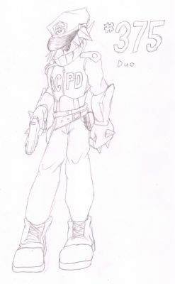 375 - Duo
Duo the Metang is a police officer in Alloy City.  Despite his intimidating look, he is quite loyal to the job, with a fierce sense of justice.  His cool nerves under pressure have earned him the nickname Blue Steel.
