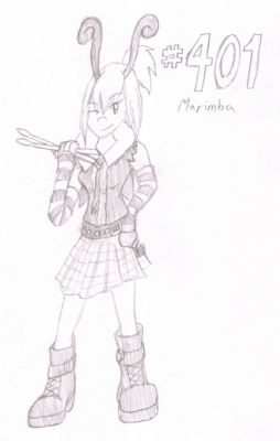 401 - Marimba
Marimba the Kricketot is the daughter of a pair of famed classical musicians.  While she does take after their interest in music, she prefers punk and metal styles.  While it's not the type of music they would have chosen for her, her parents are supportive of her interests.  Her favorite band is the Old Gods of Unova.
