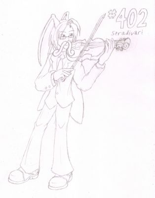 402 - Stradivari
Stradivari the Kricketune is a concert violinist.  He enjoys conveying various emotions with his music, and is known for his stirring performances.  He's a rather joyful sort generally, a true lover of life.
