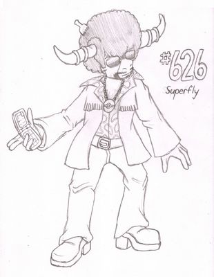 626 - Superfly
Ah, Bouffalant, one of my definite favorites in the new generation of Pokemon.  He's just too fun to draw with that funky fro.
