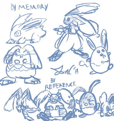 Bunnymon From Memory by Jon Causith
This has been... a difficult month.  To try to cheer me up, Jon drew some bunny Pokemon from memory.  Thanks so much!
