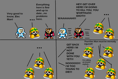 Elec Man's Anger Problem by SilentDragonite149
For the love of all that is adorable and eskimo-like, run Ice Man!
