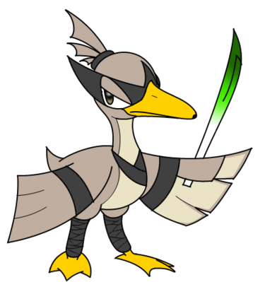 Farfetch'd Evolution by GandWatch
In a recent topic on the forums, people were discussing ideas for the 6th gen of Pokemon.  Among the things I'd like to see, I mentioned wanting to see a Farfetch'd evolution, the poor little duck desperately needs one.  Neo was quick to provide this sleek and stylish ninja duck!  I would so train one of these.

