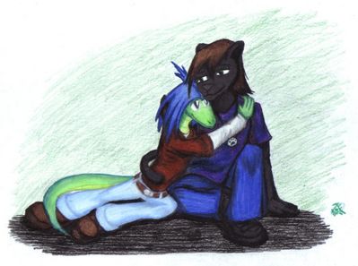 Flourishing Love
Here is the loving couple that runs the local greenhouse, Jace and Viridian.  Viridian deeply loves the panther, and is glad he came into his life when he did.  Jace and Viridian (c) R. Mythril
