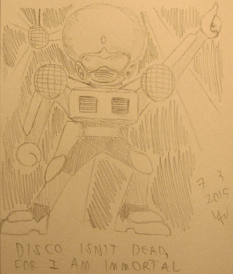Disco Isn't Dead by BatElite
Here we have a rendition of Disco Man, one of my own Robot Masters, proclaiming the longevity of disco!
