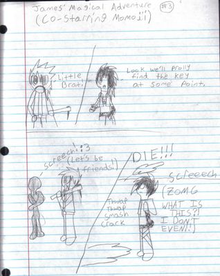 James' Magical Adventure Pt 3 by Drew
Sorry, Lying Figure, but James is having a really bad day.  Some brat stomped on his hand... bad scene, man.
