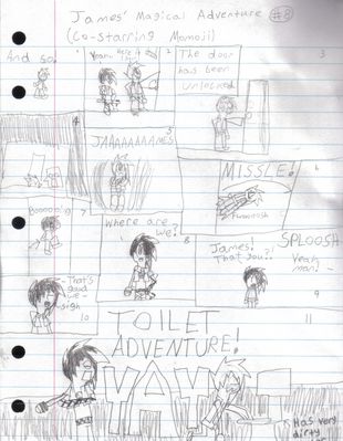 James' Magical Adventure Pt 8 by Drew
James Missile, clearly the best method of transportation ever.  Toilet Adventures.... not so appealing ^_^;
