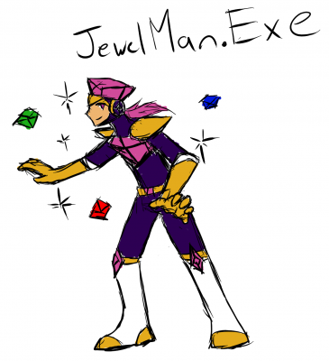 JewelMan EXE by Rui
Quite a stylish rendition of Jewel Man as a Navi, quite sparkly and graceful looking, this one.
