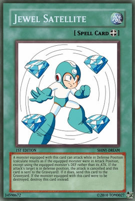 Jewel Satellite Card by Tom0027
Ooh..... so shiny......... shiiiiiiiinyyyyyyyyy......  Oh, right, anyway it's an equip type card that seems to be useful for both attack and defense, just as it should be.
