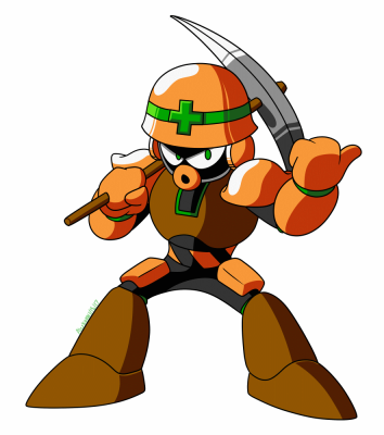 Met Man by Alex
And here we have the last of my Robot Masters, Met Man.  I always did like Mets, this guy I'm pretty sure was the first RM I ever designed.  His abilities changed a bit over time, specifically the addition of the pickaxe after seeing Mettaurs in the Battle Network series.
