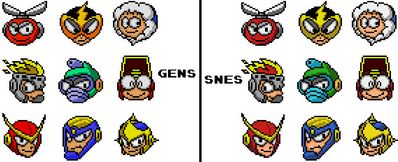 MMI Colored Portraits
During the end credits of MMI, portraits of all the bosses were shown.  So here the artist has given color to them all.  Quite nice, colored in both Genesis and SNES pallets.
