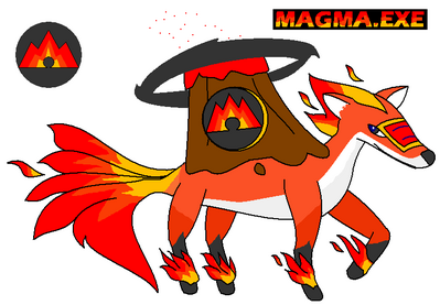 Magma EXE by GandWatch
A rather interesting take, GandWatch wanted to look for net-based inspiration for a Magma Man counterpart.  He decided on the Firefox internet browser.  Possibly a Navi for Kit?
