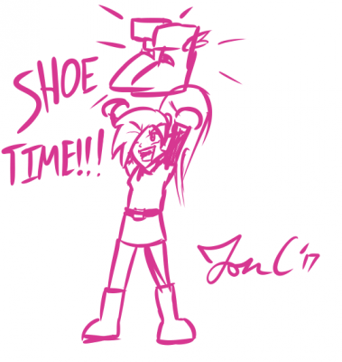 SHOETIME by Jon Causith
So SHOWTIME is a pretty solid meme with Pink.  But now that she's started doing Link to the Past randomizers, finding the boots means it's SHOETIME!
