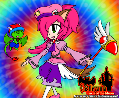Pinkyvania Circle of the Cardcaptor by Neo
It's pretty rare that I can be particularly helpful on Pink's broadcasts.  However, when she played Castlevania : Circle of the Moon, I was able to help with advice about the magic cards and their abilities.  And so I was Pink's own personal Kero.
