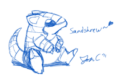 Sandshrew by Jon Causith
I feel shame, for any time I try to mentally list the original 151 Pokemon (hey, I get bored sometimes!), I tend to forget Sandshrew, and, well, just look how adorable it is!
