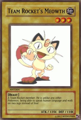 Meowth by beedolphin
You know, something that always made me laugh about Team Rocket in the Unova arc of the cartoon.  They aren't allowed to take their previous Pokemon with them to Unova, as Team Rocket feels it would make them stand out in the new region, having foreign Pokemon... and yet they still are allowed to take a talking Meowth with them, no questions asked...
