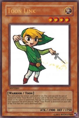 Toon Link by beedolphin
Toon Link took a little while to grow on me.  As far as Smash Bros. go, I still prefer Young Link for his downard meteor strike, but the visual style of Toon Link is nice.  Also cool is how beedolphin worked him into the existing Toon World cards.
