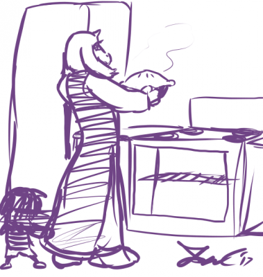 Toriel's Cooking by Jon Causith
The only question now is if goatmom is making butterscotch cinnamon pie or snail pie...
