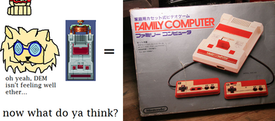 Famicom by ioddandodd
Ahhh, and thus, the joke about the machine in Junk Man's stage makes sense to me now ^_^;  I actually don't know that I've ever seen a good image of a Famicom until now.
