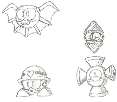 Adorable Enemies by Hfbn2
Here we have some super cute versions of enemies from the Mega Man series.  Naturally, I love the Heart Met, and of course the shiny gem enemy, I always liked how those looked ^_^
