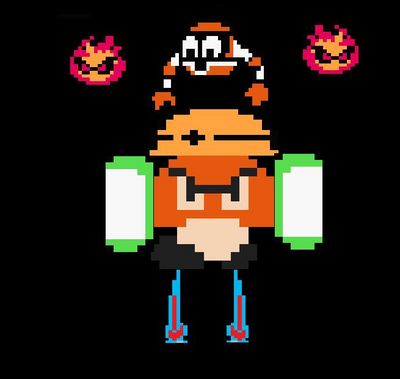 Chaos Goomba by Ace-heart
Quite a fearsome amalgamation, this, with traces of Crazy Razy, Tackle Fires, Sniper Joes, Met, Enker, and one angry Goomba.
