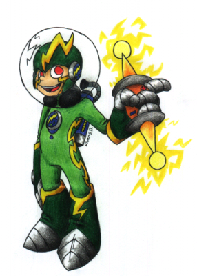 DynamoMan EXE by silversteeldragunn
Here we have quite a nice rendition of a Navi form for Dynamo Man!  I always figured, if he got a Navi counterpart, it would be a cute sort.
