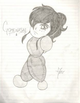 Gomen by IrukaAoi
Here we have a chibi IrukaAoi, evidently done with the thought of this representing an apology.  Who could be mad at something this cute?
