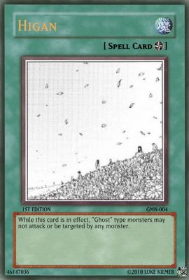 Higan by zacexe3
As the effect was explained by the creator, while waiting for Shikieiki's judgment, the souls of the dead have nothing really to do but wait around.  Thus, this card renders them inactive.
