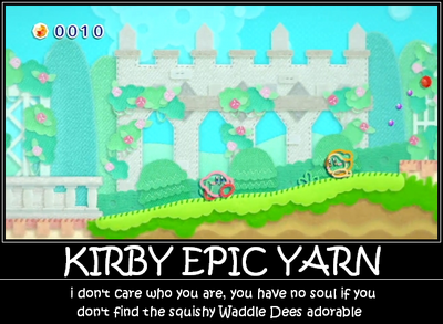 Kirby's Epic Yarn by GandWatch
As Shagg has said about the game, Kirby's Epic Yarn exudes charm from every pore.  It certainly has a stylish, charming look to it.
