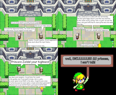 Link is a Jerk by GandWatch
Silent Protagonist Syndrome... it is a terrible affliction to live with...
