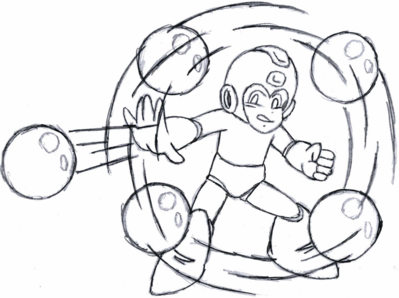 Pearl Shield by Hfbn2
Here we have Mega Man using Pearl Woman's weapon, Pearl Shield.  However, can it compare to the shininess and usefulness of Jewel Satellite?  Hfbn2 says it just might, so we'll have to see how it works!
