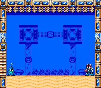 Pearl Woman Boss Room by Hfbn2
This looks like it could be trouble!  Pearl Woman is the "shielding" Robot Master of the group... and her room has water physics and death spikes!  You might not have much maneauvering room here...
