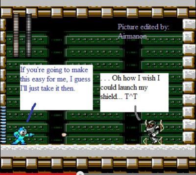 Poor NAME REDACTED 2 by airmanon
What can I say?  The second boss of the Proto Man Castle stages is not difficult by any means...
