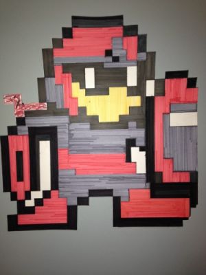 Pixel Proto Man by Rajan Saggu
I kind of wonder sometimes why the 8 bit Proto Man sprite has no mouth...  In his Break Man disguise, he has that facemask, sure, but here... ::shrug::
