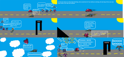 Race Comic 3 by theAlberto813
A winner is decided!  Ramps are just meant for motorcycles I'm afraid.

