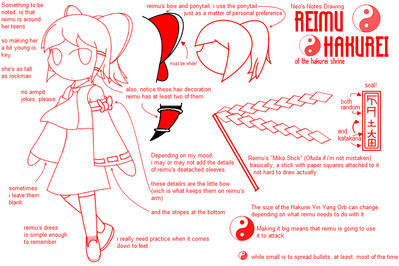 Drawing Notes - Reimu by GandWatch
Here we have drawing notes for Reimu Hakurei.  It's also interesting to finally know the name of that stick she carries... now my only question is what it's for ^_^;
