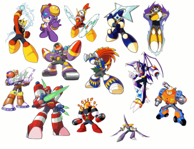 Top Mega Man Bosses by dalo2953
Evidently, this is an assortment of the artist's favorite Robot Master from each of the classic games, including Powered Up, V for Game Boy, and Mega Man and Bass.
