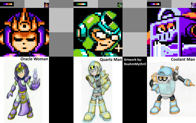 RMN-009 - 011 Mugshots by NeoGandWatch
Some custom mugshot sprites of some of my more recent Robot Masters!
