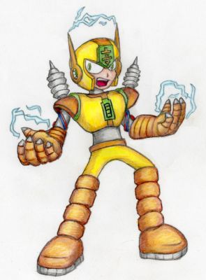 RMN-014 - Arc Man
A power restoration robot, Arc Man generates electricity by running at high speeds, using it to jumpstart damaged systems.
