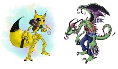 Tim Burtonish Style by Mark Merret
I've always thought Tim Burton's artistic style was interesting.  Here we have something along those lines applied to me and my favorite Pokémon, Kadabra!  Very stylish look, this.  Definitely reminds me of that sort of look, pretty cool!
